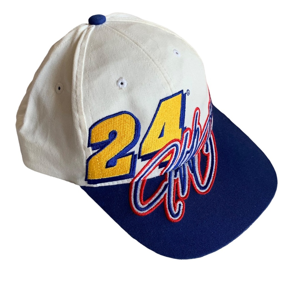 Vintage Jeff Gordon White/Blue Chase Authentics #24 Snapback Baseball Hat Cap